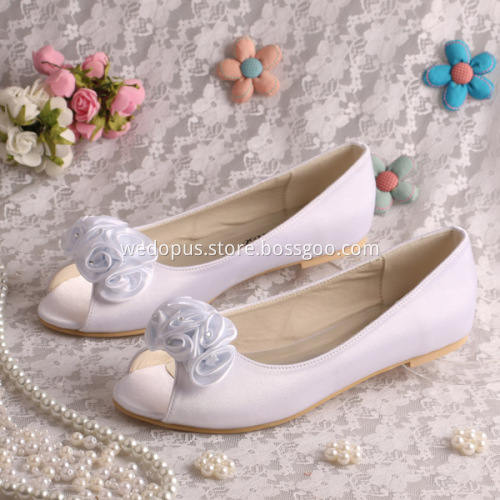 Flower Bridal Ballet Flats Peep Toe